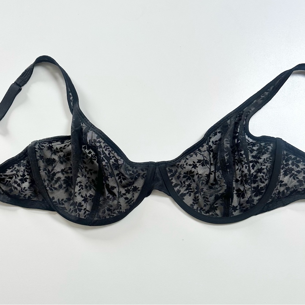 Cuup Scoop Bra in Black Floral Lace 36H